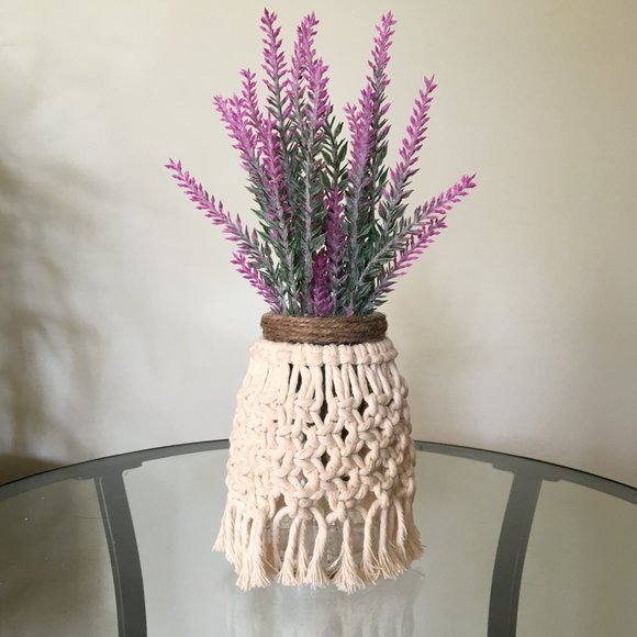 Other - Boho Macrame Lavender arrangement, Faux flowers